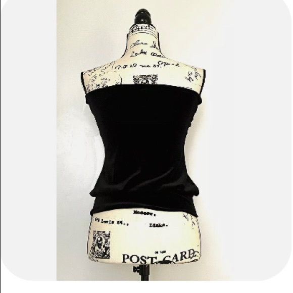 Vintage Necessary Objects Womens Tube Blouse Black like Velvet 80s Stretch S - Picture 2 of 6